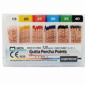 Meta Gutta Percha Points Color Coded Length Marked 2% (120 Points)