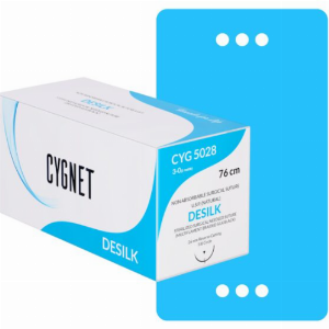 DESILK 4'0 (3/8 rev cutting 16 mm 45 CMS Non-absorbable braided surgical suture SILK) Pack of 12