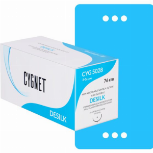 DESILK 5'0 (3/8 rev cutting 16 mm 76 CMS Non-absorbable braided surgical suture SILK) Pack of 12