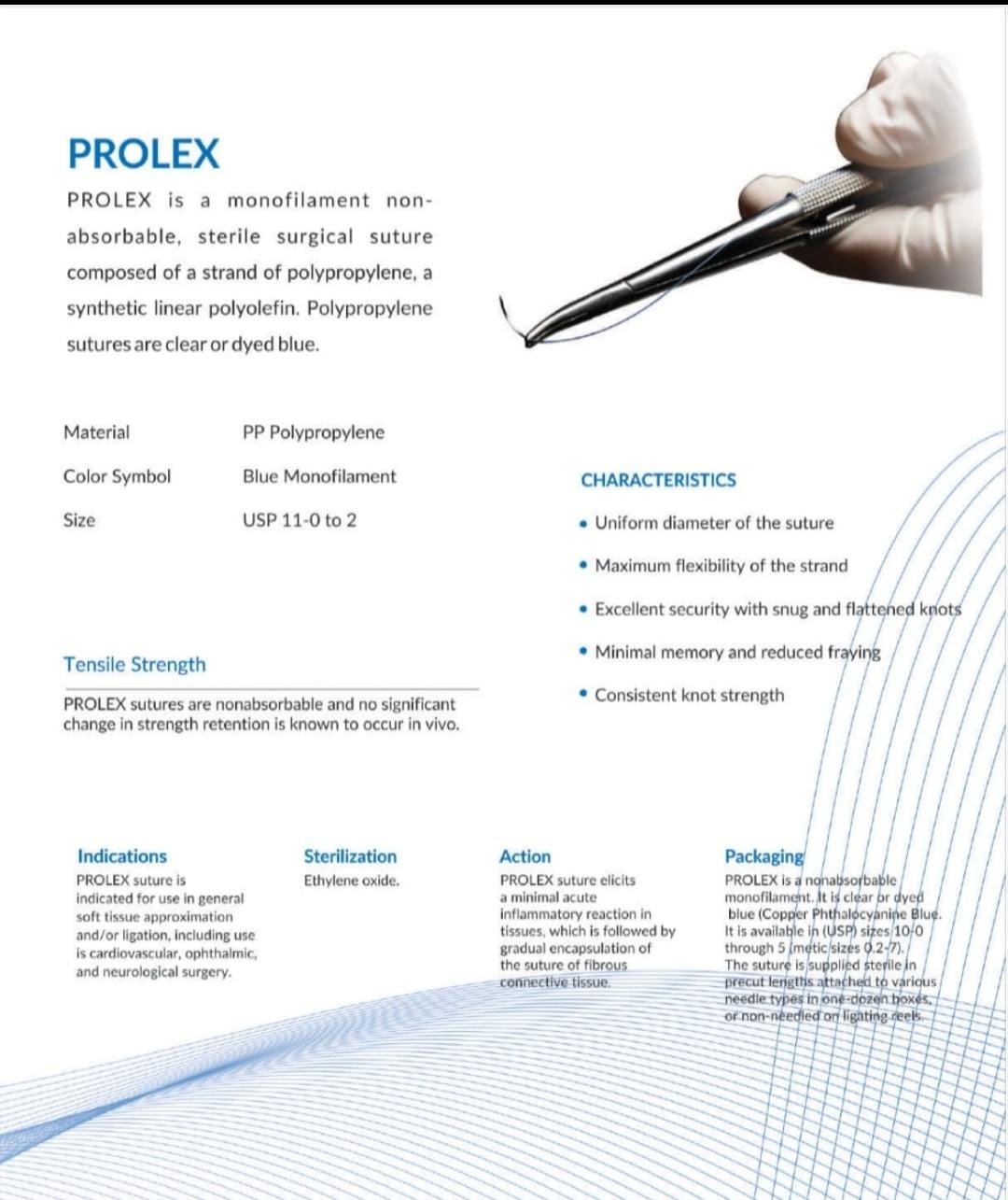 PROLEX 4'0  POLYPROPYLENE (3/8 rev cutting 12 mm 45 CMS – Monofilament Non-absorbable Suture) Pack of 12