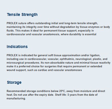 PROLEX 5'0  POLYPROPYLENE (3/8 rev cutting 12 mm 45 CMS – Monofilament Non-absorbable Suture) Pack of 12