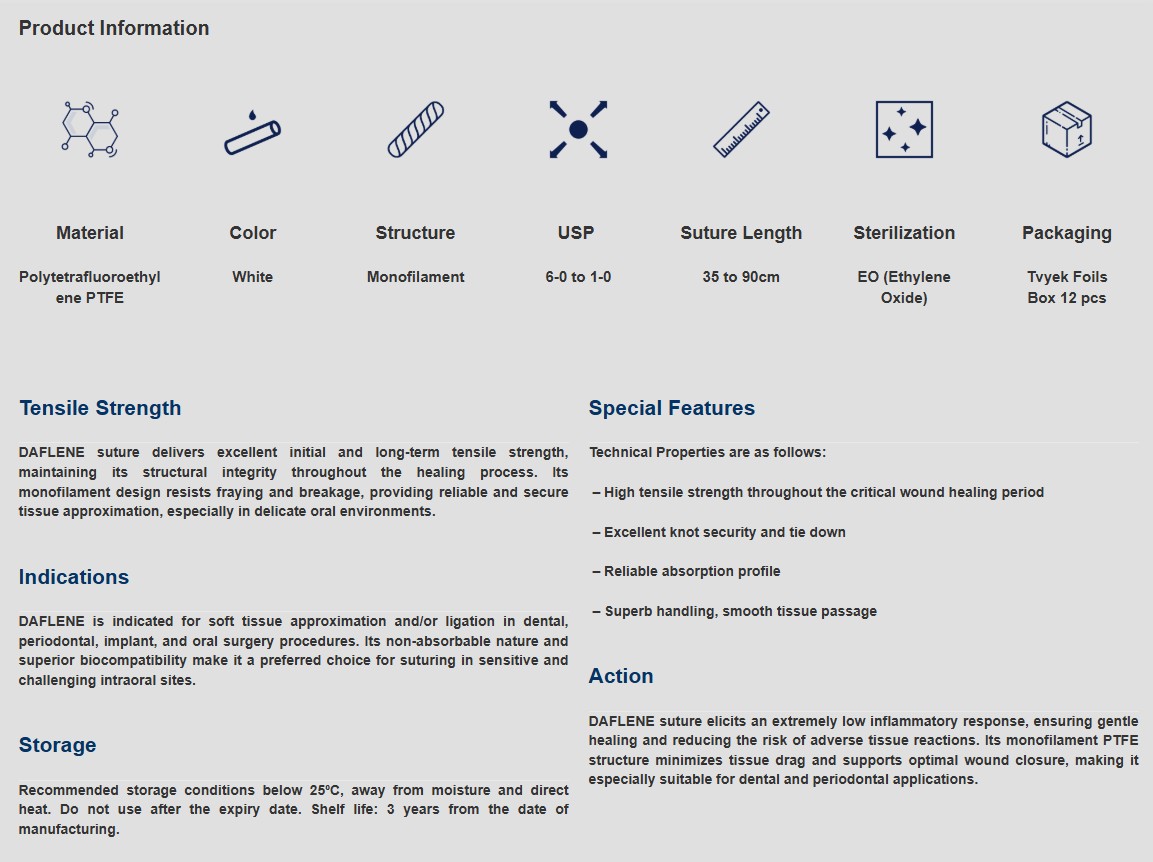 DAFLENE 4'0 PTFE Suture (3/8 rev cutting 12 mm 45 CMS) Pack of 12