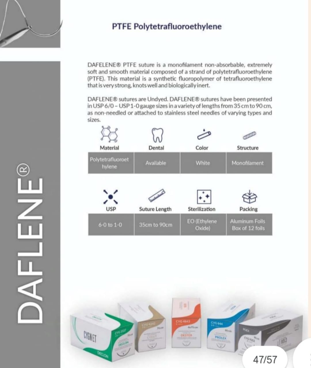 DAFLENE 5'0 PTFE Suture (3/8 rev cutting 16 mm 45 CMS) Pack of 12