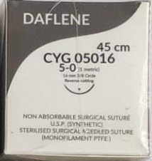 DAFLENE 5'0 PTFE Suture (3/8 rev cutting 16 mm 45 CMS) Pack of 12