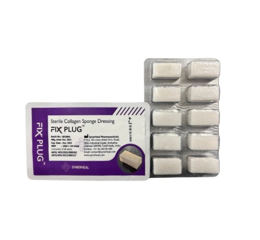 Fix Plugs (Dental plug / sterile resorbable collagen sponge dressing) Pack of 10