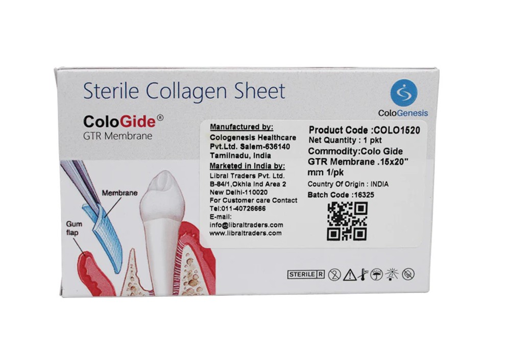 Colo Gide 15 x 20 mm (Resorbable GTR Membrane) Single Unit pack
