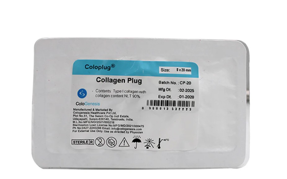 Colo Plug 12 x 20 mm (Sterile Resorbable Collagen Sponge) Single Unit Pack