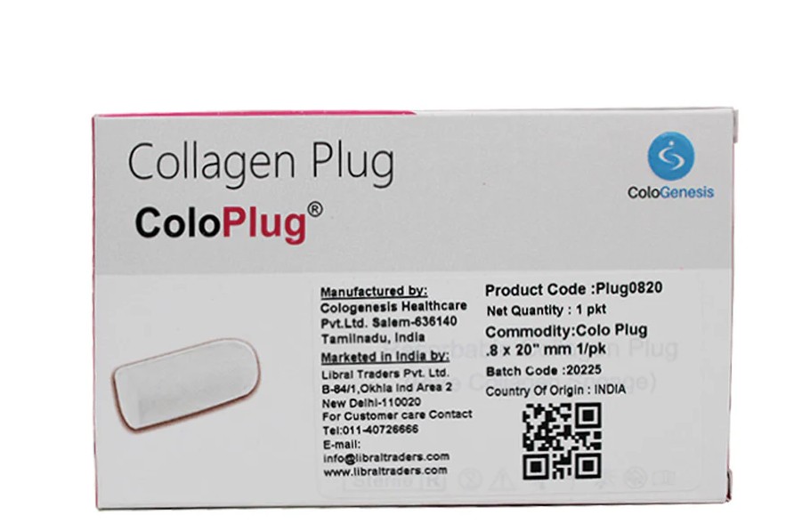 Colo Plug 8 x 20 mm (Sterile Resorbable Collagen Sponge) Single Unit Pack